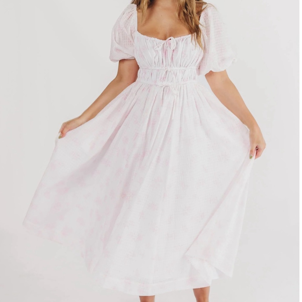Worth Collective Edda Coastal Midi Dress in Pink Floral XL